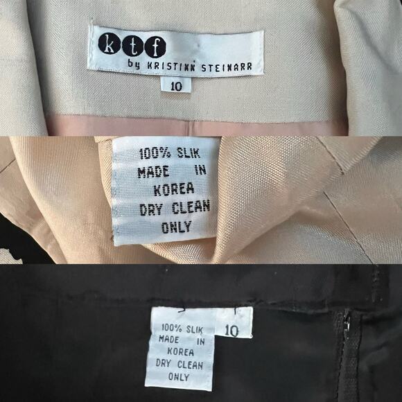 KTF by Kristinn Steinarr Womens Vintage 100% Silk Striped Work Skirt Suit Sz 10 - Picture 9 of 16